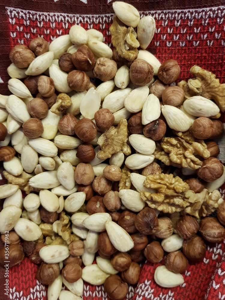 Mix of nuts on a plate