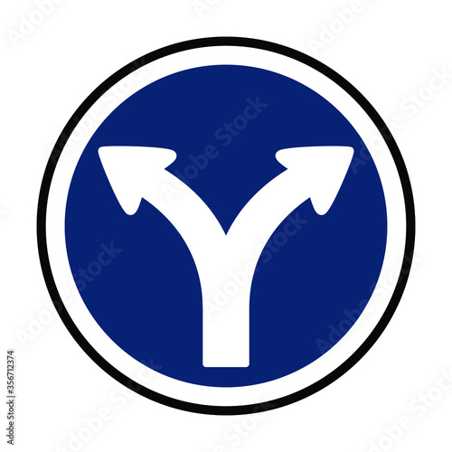 turn left or right or go straight sign, turn left or right signal, traffic sign vector