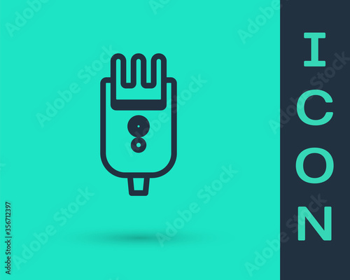 Black line Electrical hair clipper or shaver icon isolated on green background. Barbershop symbol. Vector Illustration.
