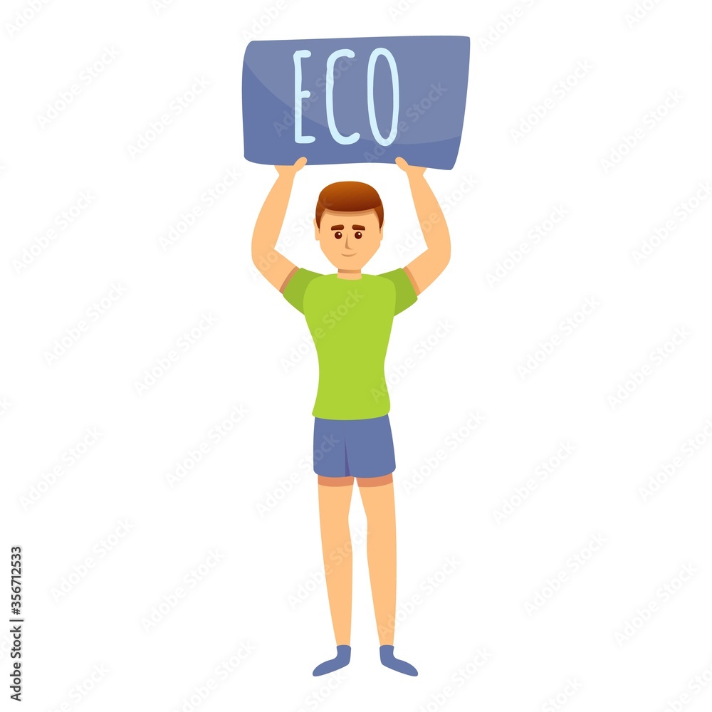 Eco boy banner icon. Cartoon of eco boy banner vector icon for web design isolated on white background