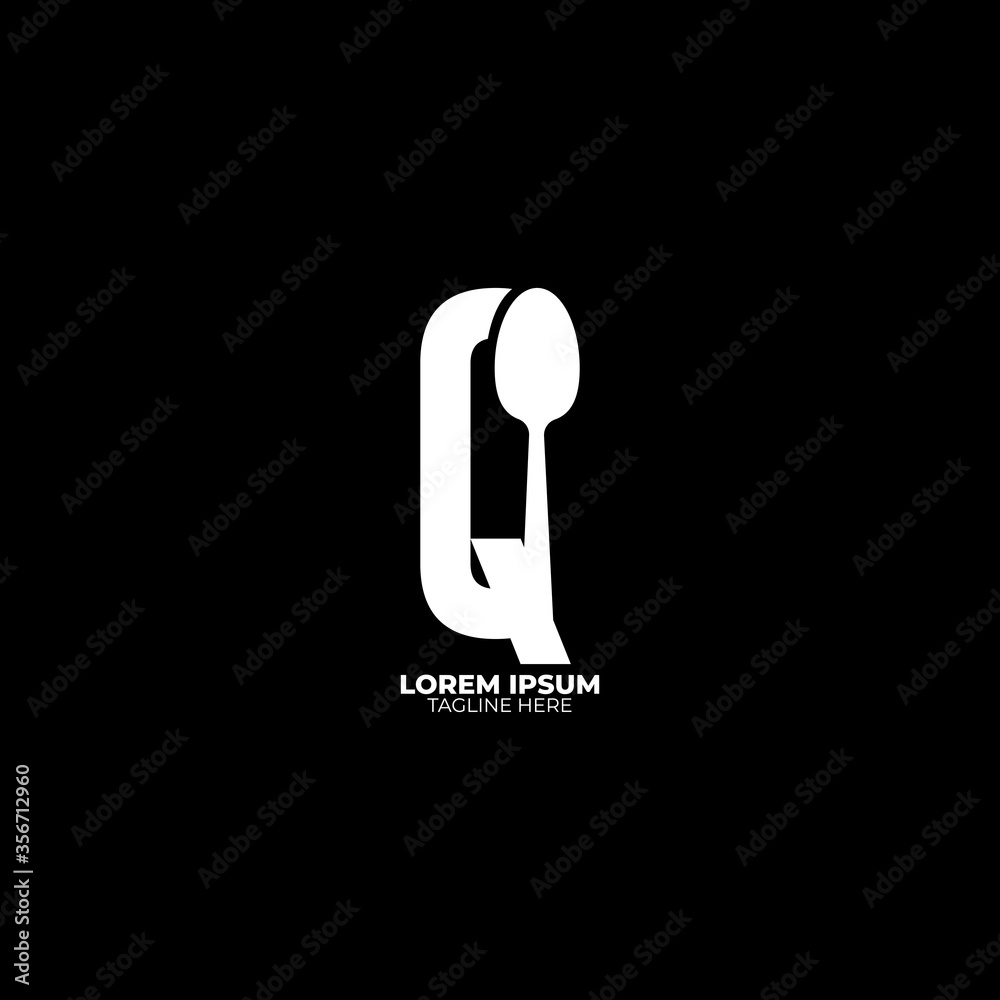Spoon concept Q letter logo design Spoon concept Q letter logo design