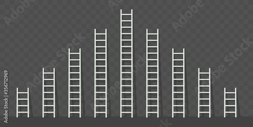 Big and small white step ladder with a shadow. Vector illustration set.