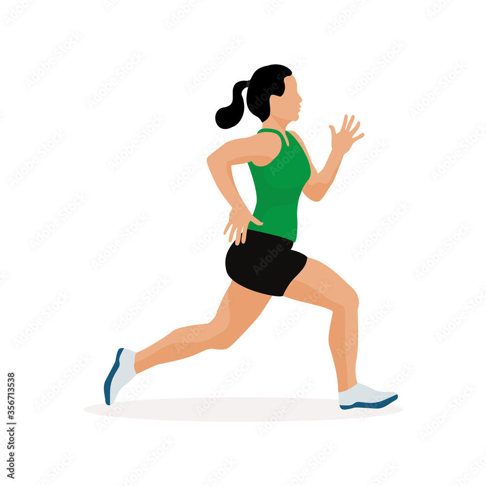 Sport young girl running vector Illustration 