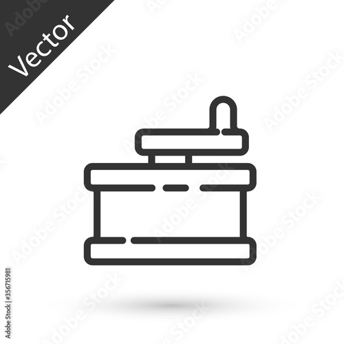 Grey line Manual grinder icon isolated on white background. Vector Illustration.