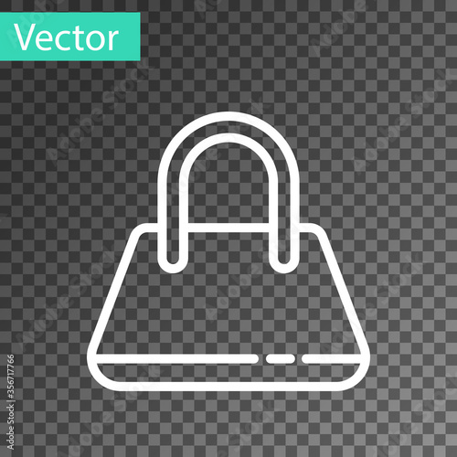 White line Handbag icon isolated on transparent background. Female handbag sign. Glamour casual baggage symbol. Vector Illustration.