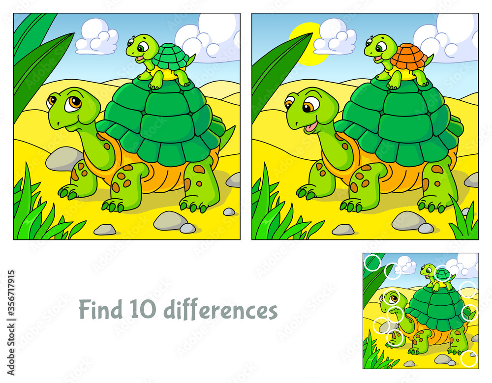 Vetor de Find 10 differences. Educational game for children. Cartoon ...