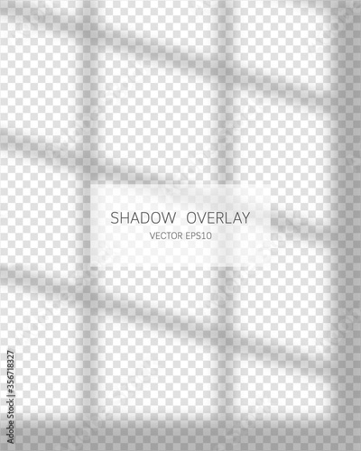 Shadow overlay effect. Natural shadows from window isolated on transparent background. Vector illustration.