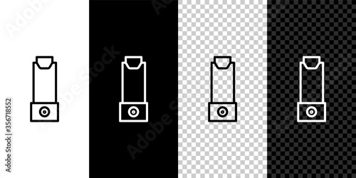 Set line Inhaler icon isolated on black and white background. Breather for cough relief, inhalation, allergic patient. Vector Illustration.