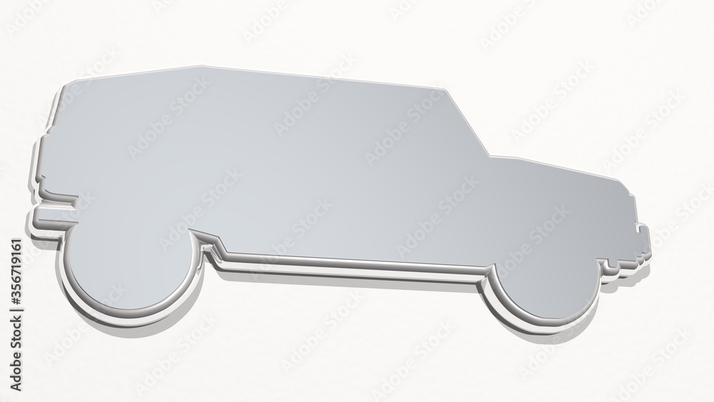 MILITARY CARD from a perspective on the wall. A thick sculpture made of metallic materials of 3D rendering MILITARY CARD from a perspective on the wall. A thick sculpture made of metallic materials of 3D rendering