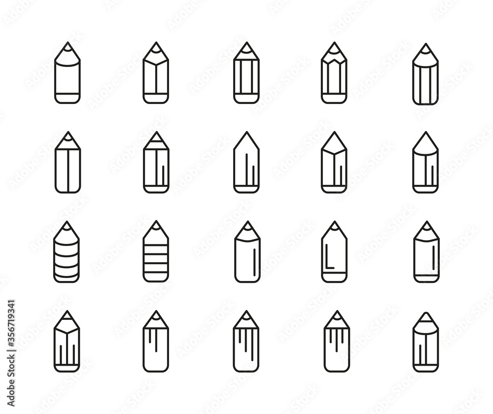 Pencil Set of Outline Vector Icon Pencil Set of Outline Vector Icon