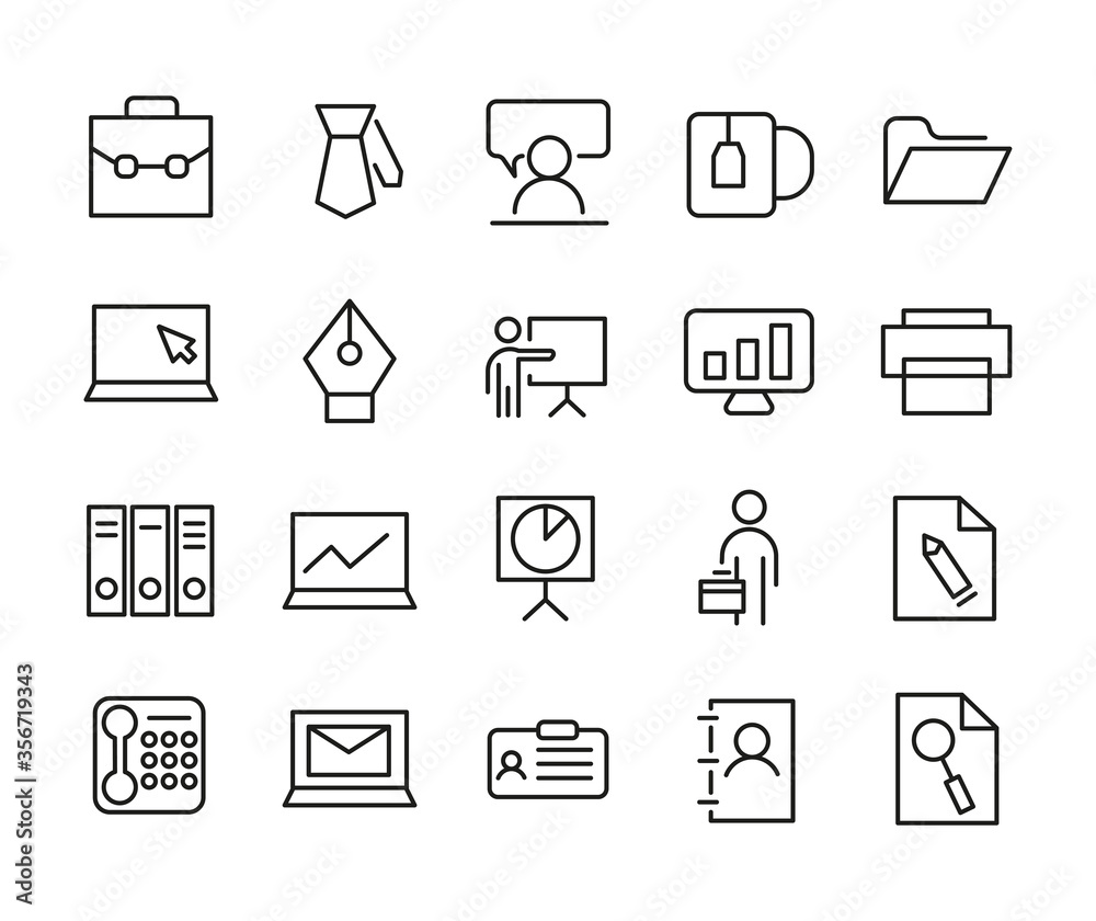 Office Set of Outline Vector Icon Office Set of Outline Vector Icon