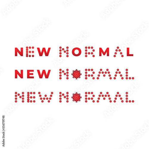 New Normal Text with corona virus icon inside design illustration