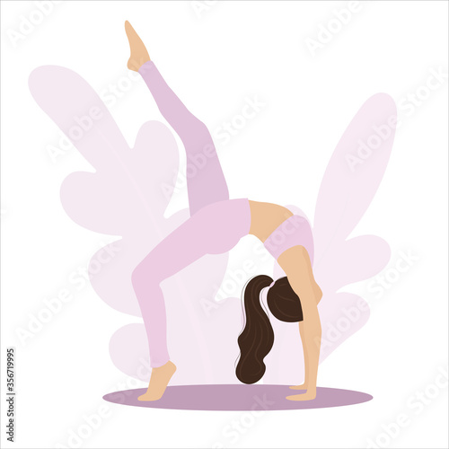asana, balance, beauty, body, exercise, fitness, flat, girl, gym, harmony, health, healthy, illustration, lifestyle, meditate, meditation, person, pigeon, pose, position, relax, sport, training, vecto