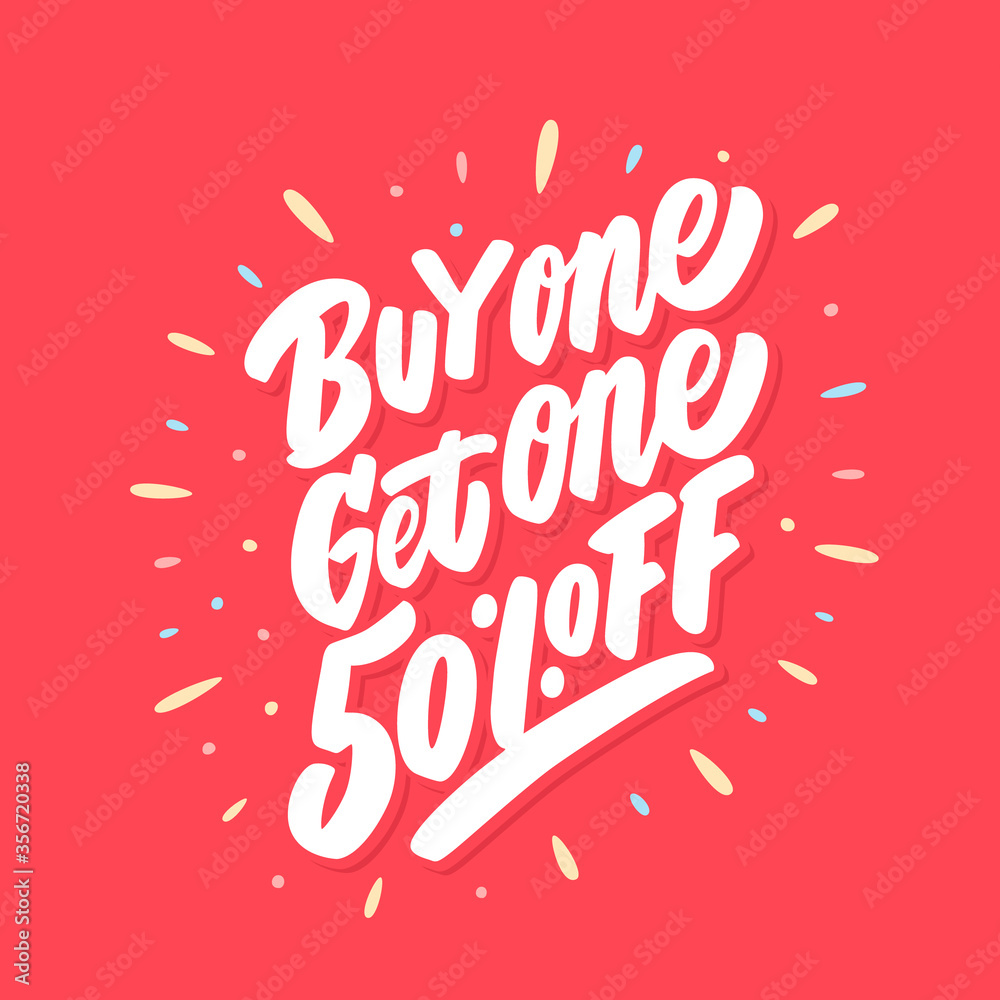 Εκτύπωση καμβά Buy one get one 50 percent off. BOGO sale.