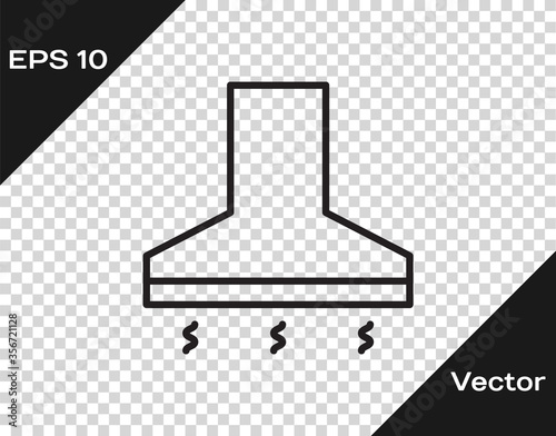 Black line Kitchen extractor fan icon isolated on transparent background. Cooker hood. Kitchen exhaust. Household appliance. Vector Illustration.