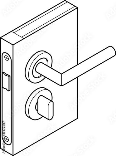 Diagram of a door handle and lock - with turn latch/lock.