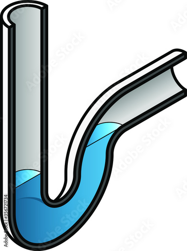 Cross-section exploded-diagram of a J-bend, (P-trap) fitted to sinks.