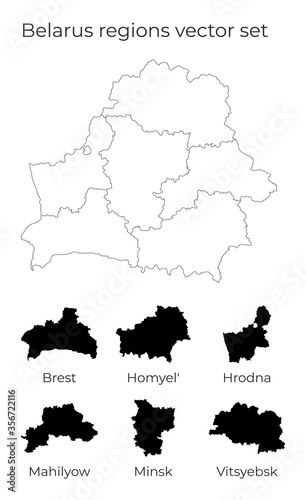 Belarus map with shapes of regions. Blank vector map of the Country with regions. Borders of the country for your infographic. Vector illustration.