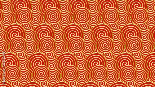 Chinese traditional oriental ornament background, red golden clouds pattern seamless. vector illustration.