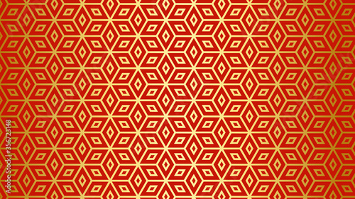 Chinese traditional oriental ornament background, red golden clouds pattern seamless. vector illustration.