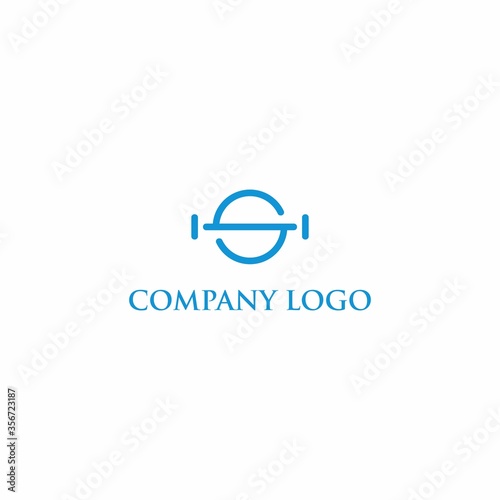 barbell with letter S logo template