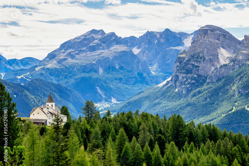 View from Sasso di Santa Croce in Dolomites, Badia valley, South Tyrol, Italy