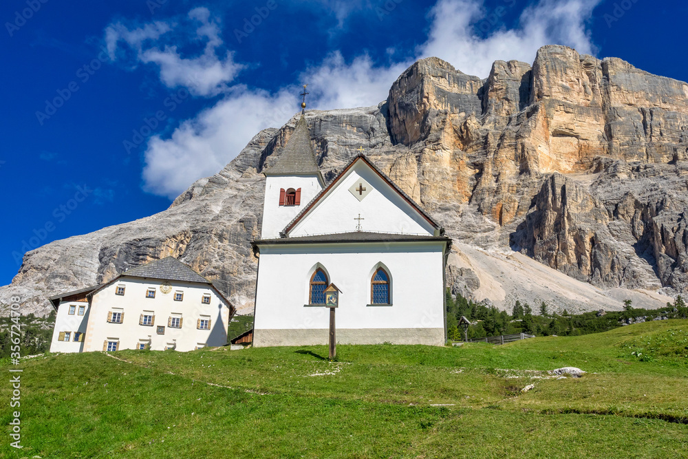 Sasso di Santa Croce in eastern Dolomites, Badia valley, South Tyrol, Italy