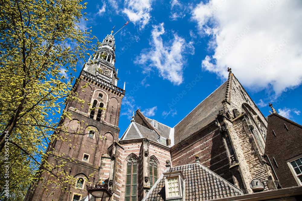 historic church in the old town of Amsterdam, The Netherlands
