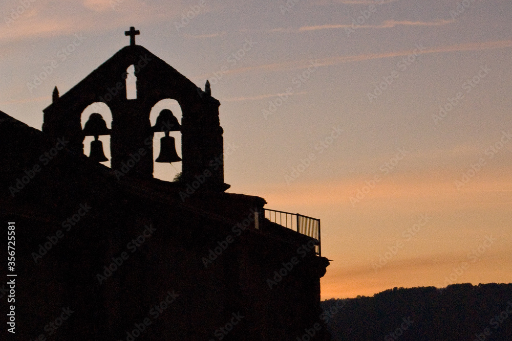church steeple at sunset in galicia