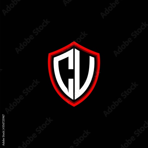 CU initials shield logo monogram designs modern templates.