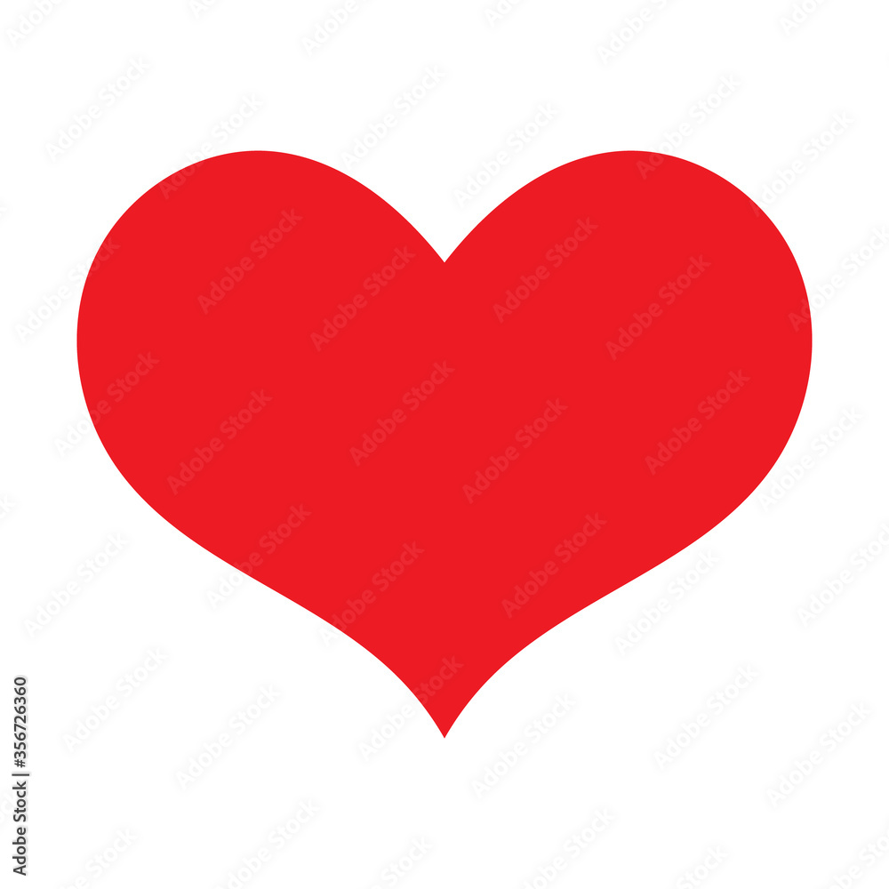 Red heart design icon flat. Vector illustration 