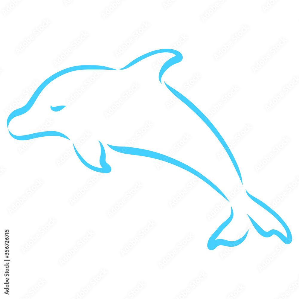 blue outline of a young dolphin with a closed eye blue outline of a young dolphin with a closed eye