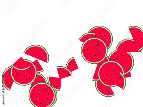 Red watermelon slice vector print illustration.