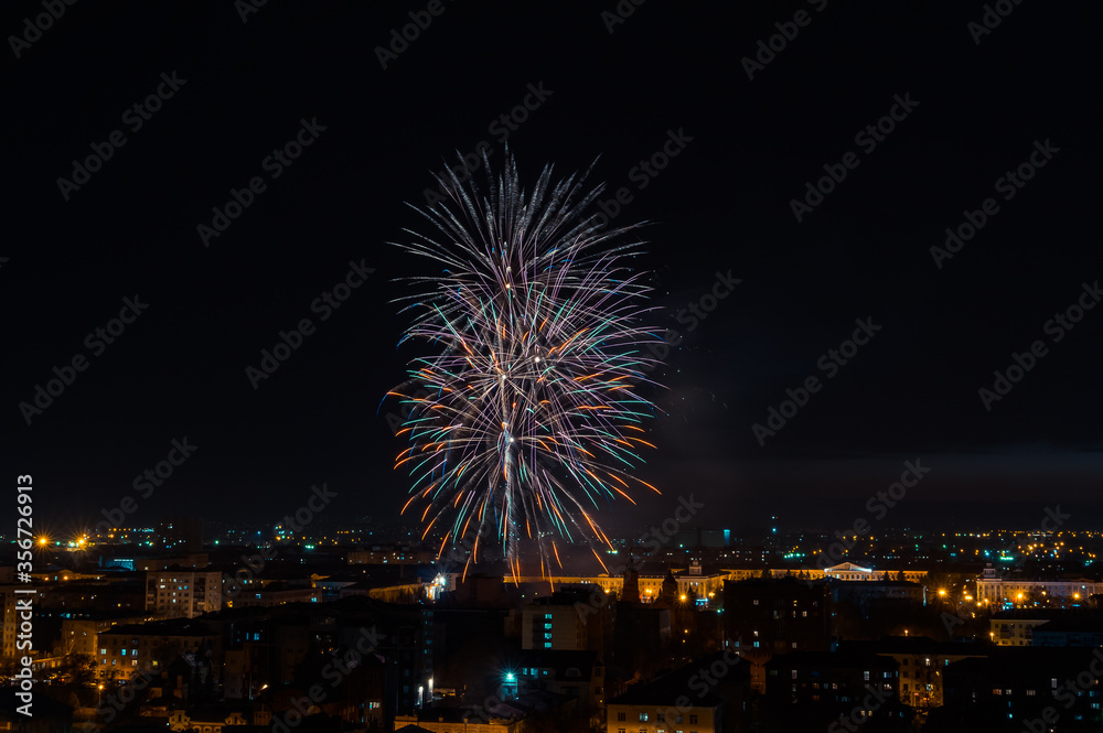 fireworks over the night city fireworks over the night city