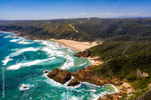 Aerial view of Noetzie Beach conservancy area in Knysna, Western Cape, Cape Town photo