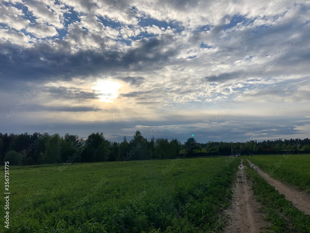 landscape with blue sky