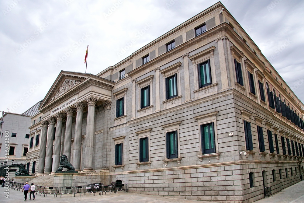 Building of Congress of Deputies (Congreso de los Diputados) in City of Madrid, Spain
