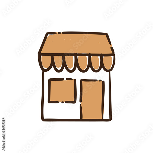 Coffee shop store doodle vector icon. Cafeteria symbol. Hand drawn illustration.