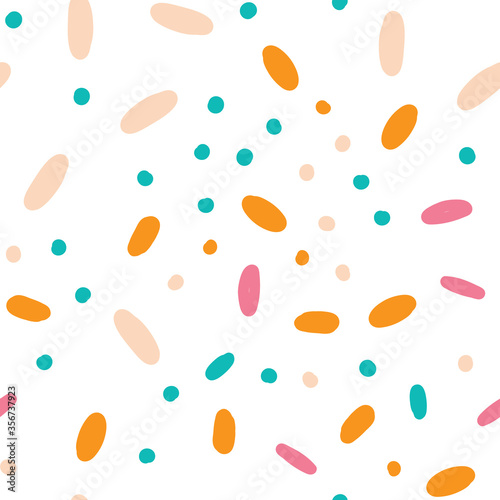 Confetti vector seamless pattern. Abstract festive background with colorful sprinkles and dots.