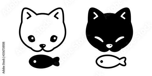 Fototapeta Naklejka Na Ścianę i Meble -  cat vector icon kitten fish calico head face pet logo symbol character cartoon doodle illustration design
