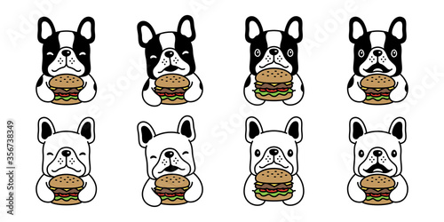 dog vector french bulldog hamburger food icon cartoon character symbol illustration design