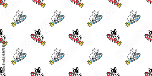 dog seamless pattern french bulldog vector space rocket bomb pet puppy animal scarf isolated repeat wallpaper tile background cartoon doodle illustration design