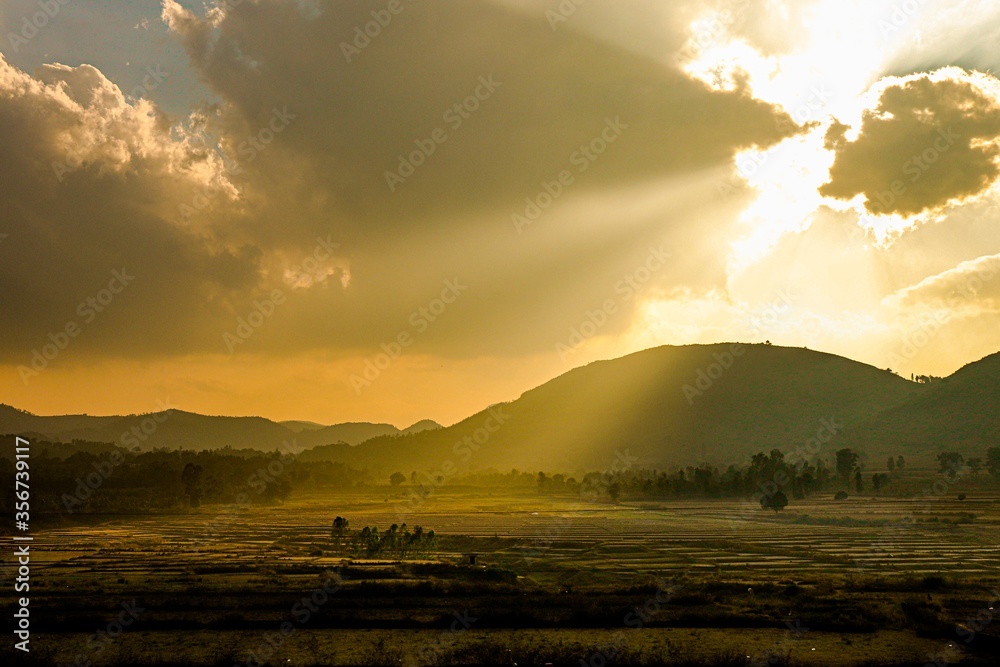 Fototapeta premium sunset over the mountains