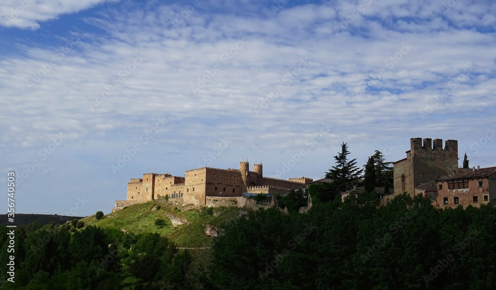 Landscape with view of the Castle of Sigüenza. Guadalajara. Spain.