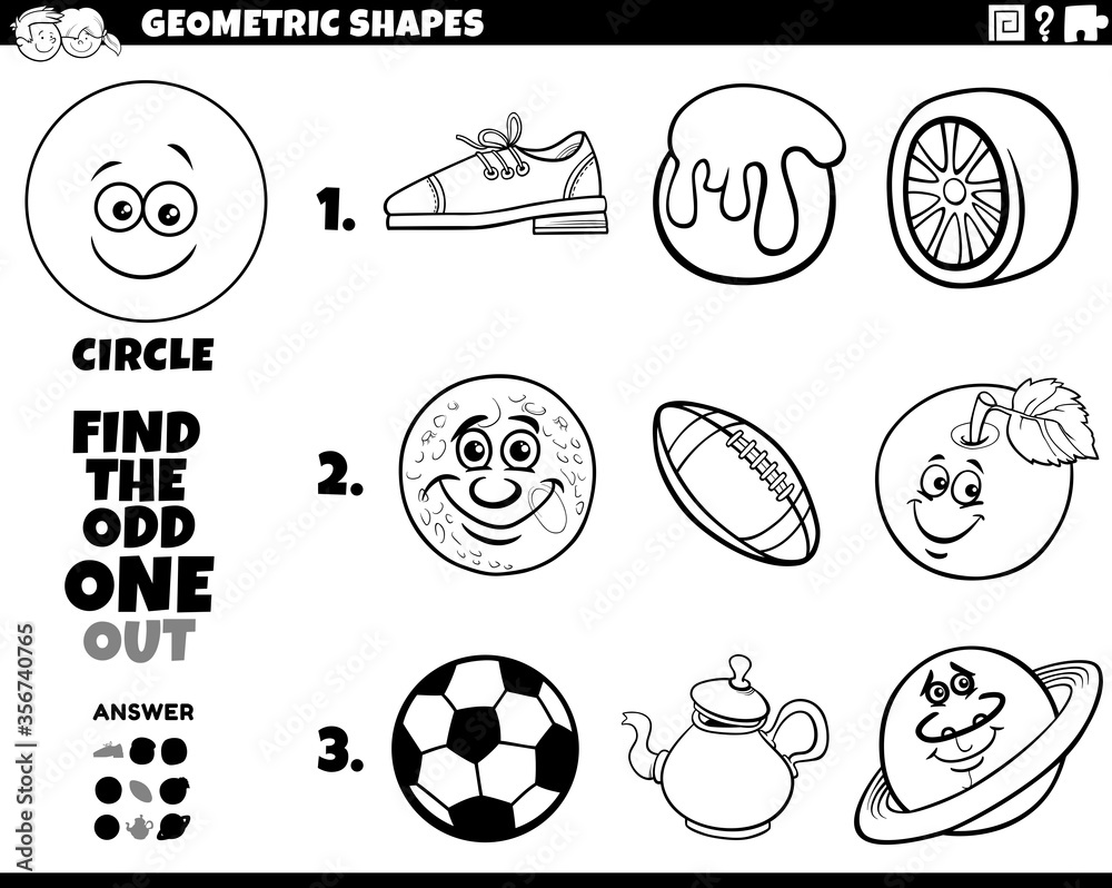 circle shape objects educational game for kids coloring book