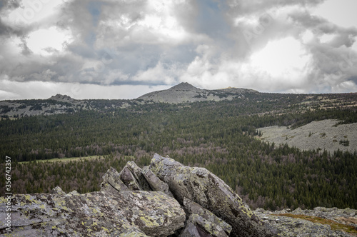 summer Hiking in the mountains of the southern Urals. mount Iremel photo