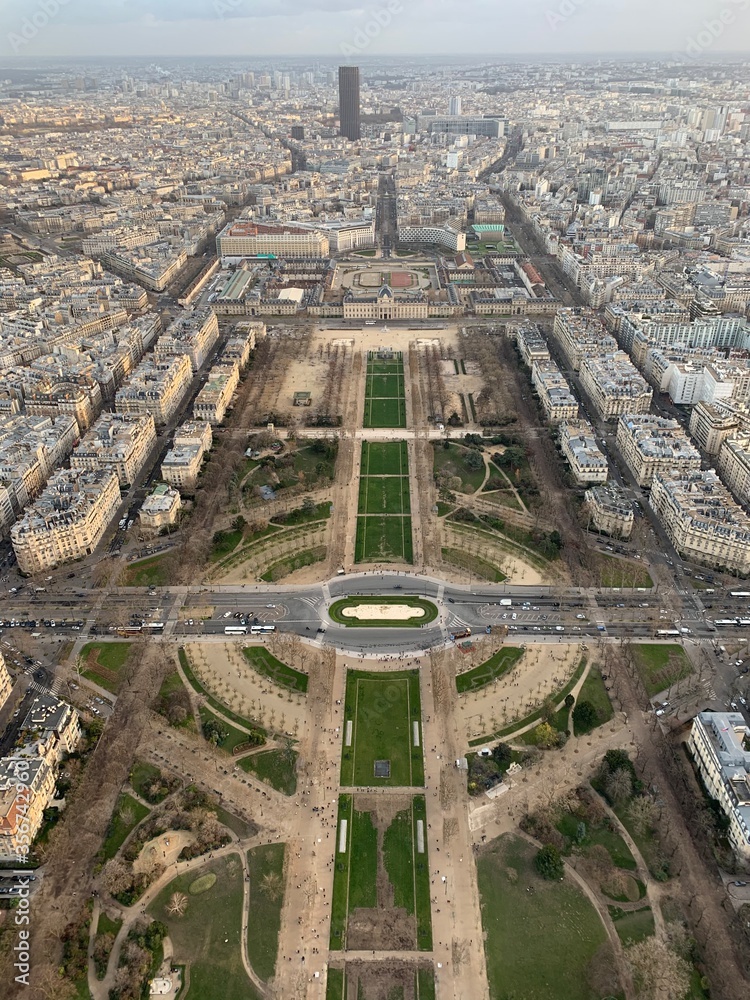 Aerial view of Paris from Eiffel Tower
