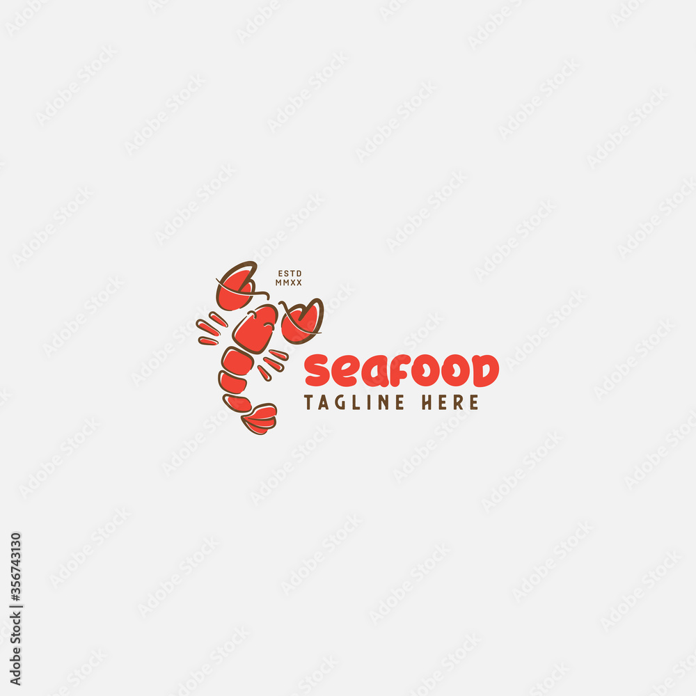 Obraz premium Lobster logo vector design, seafood restaurant logo