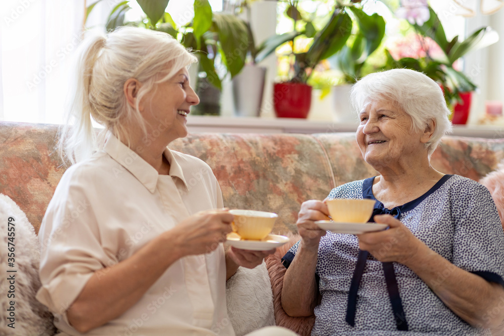 Woman spending time with her elderly mother

