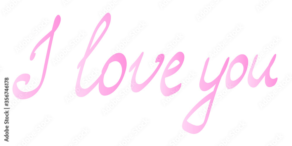 I love you calligraphic font lettering